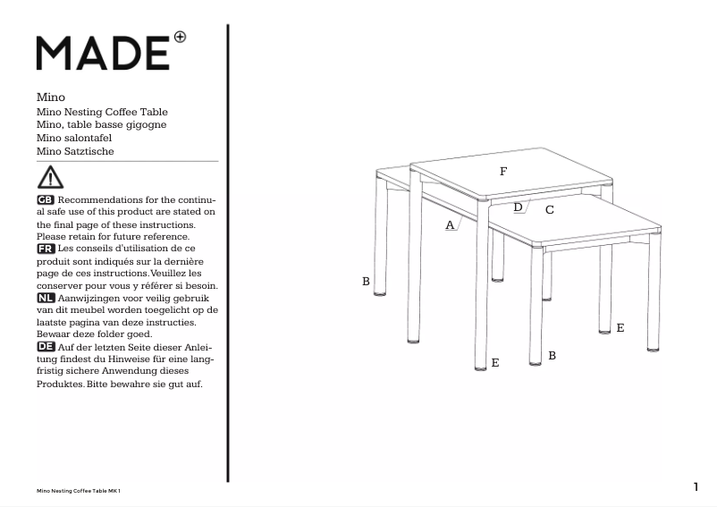 First page image of the manual for Mino