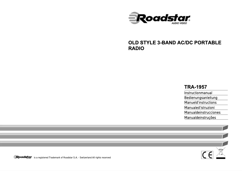 Page 1 of the manual User Manual Roadstar TRA-1957/CR