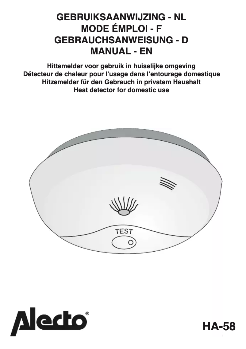 Page 1 of the manual User Manual Alecto HA-58