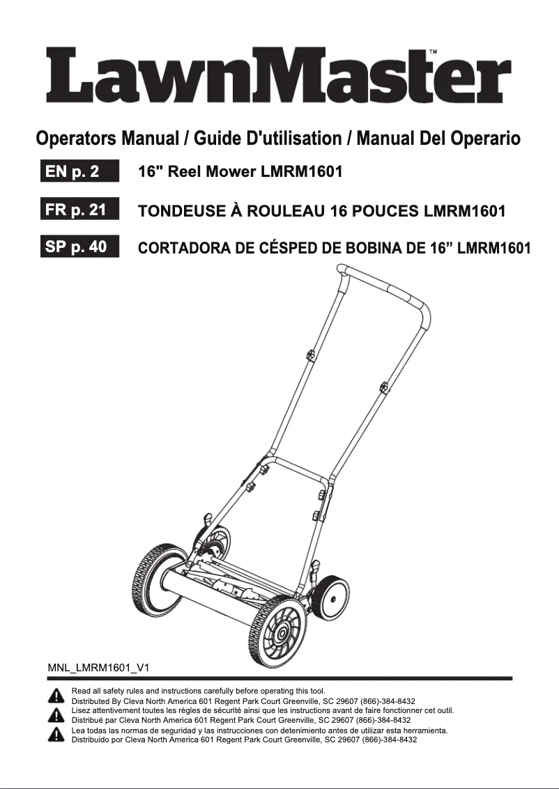 First page image of the manual for LMRM1601
