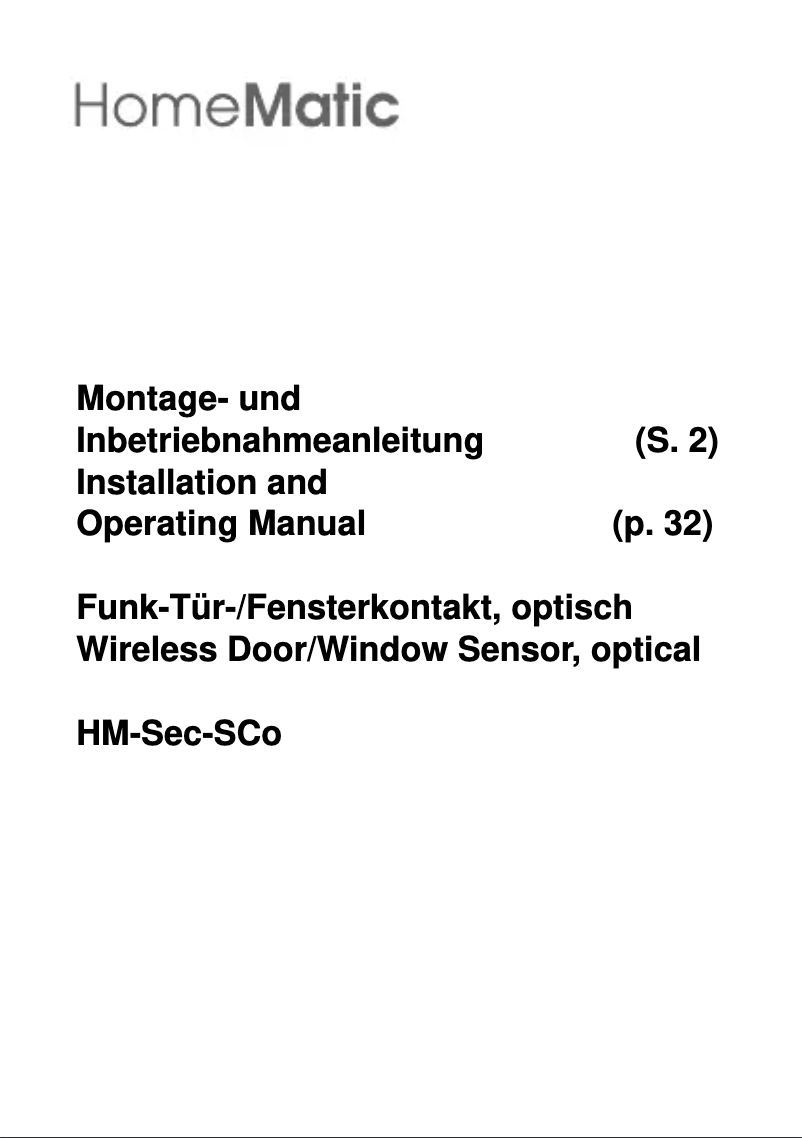 Page 1 of the manual User Manual Homematic IP HM-SEC-SCO