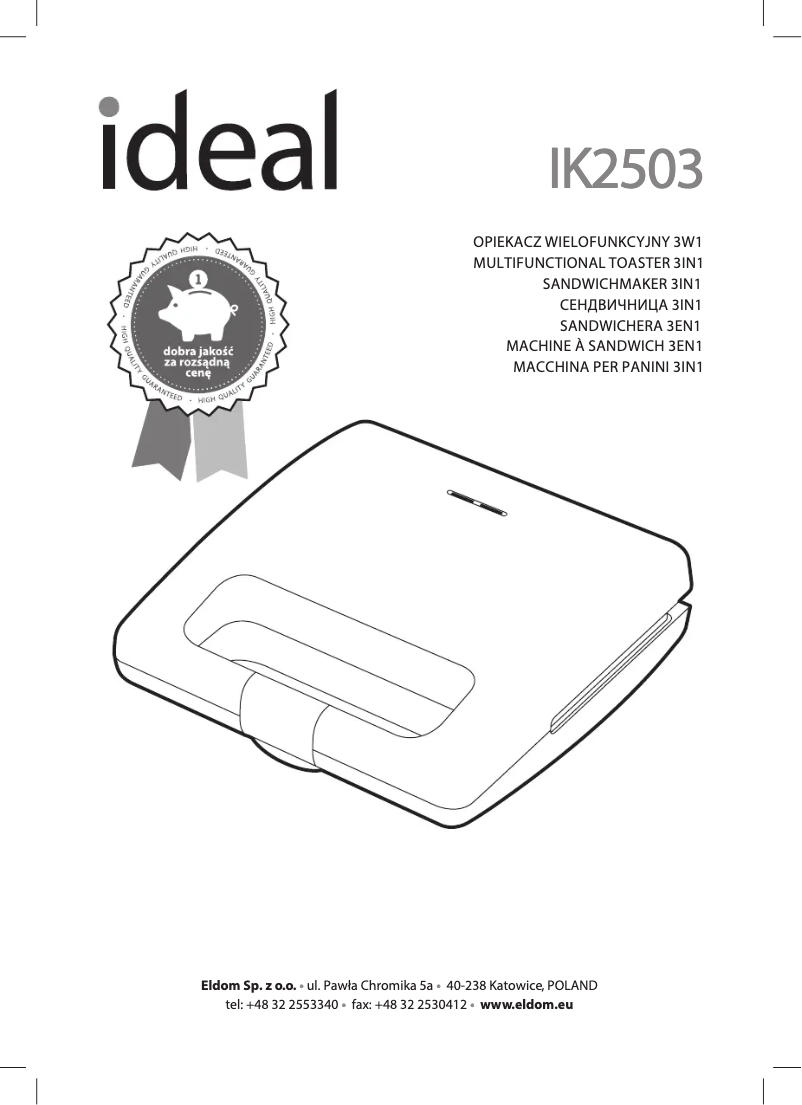 First page image of the manual for IDEAL IK2503