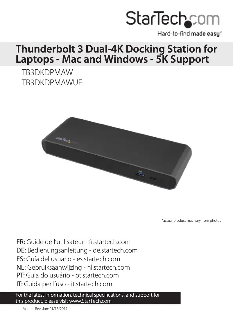 First page image of the manual for TB3DKDPMAWUE