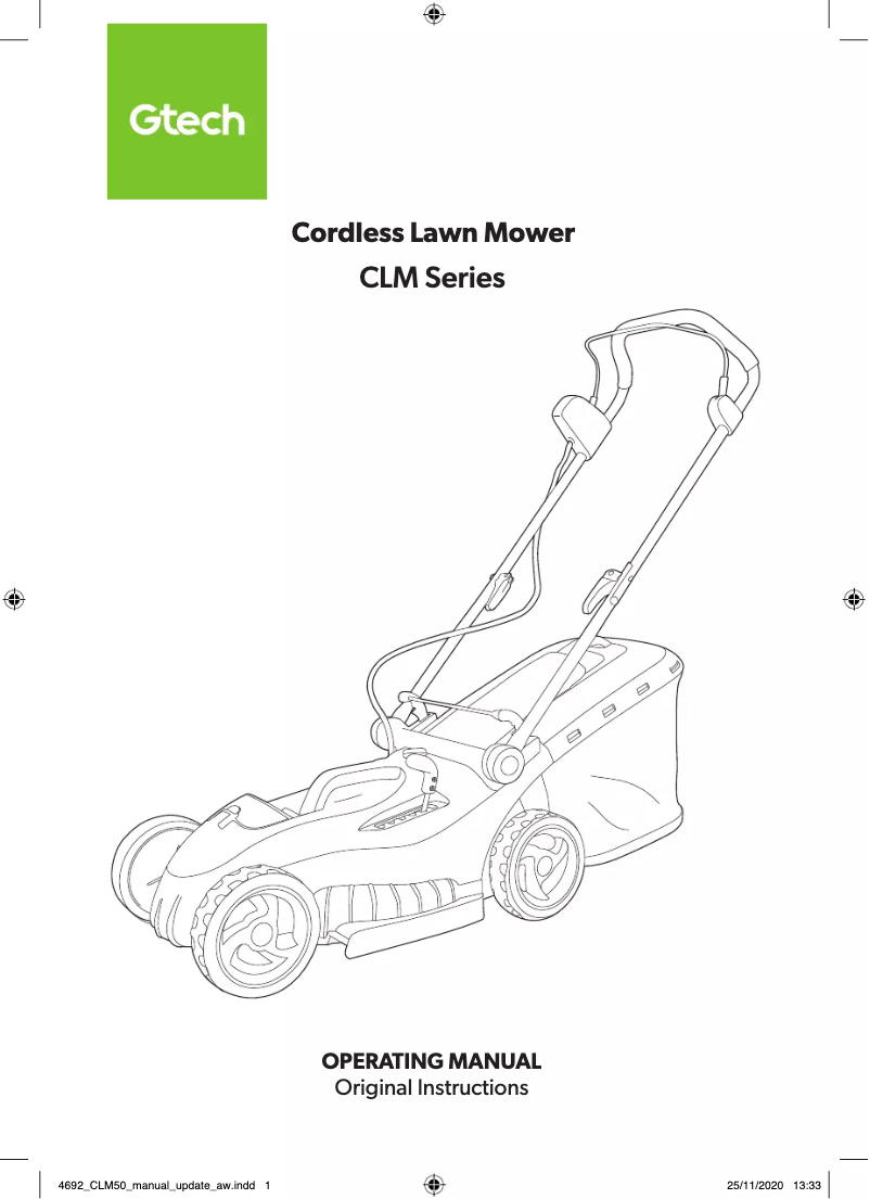 Page 1 of the manual User Manual Gtech CLM50