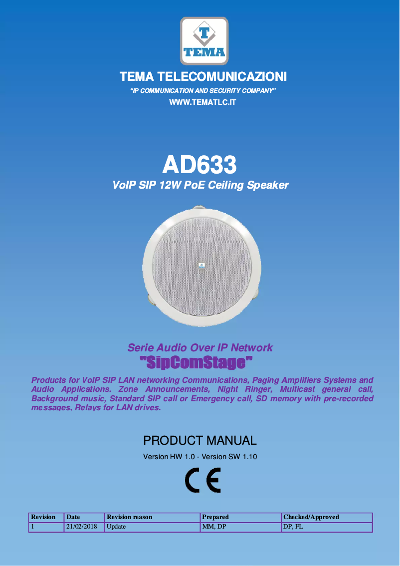 Page 1 of the manual User Manual Tema AD633