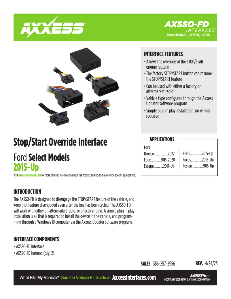 First page image of the manual for AXSSO-FD