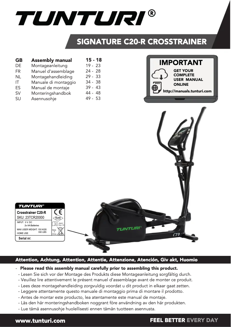 First page image of the manual for Signature C20-R