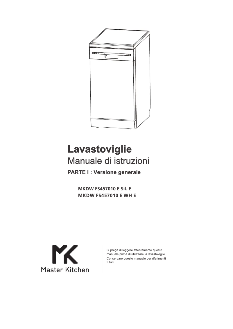 Page 1 of the manual User Manual Master Kitchen MKDW FS457010 E WH E