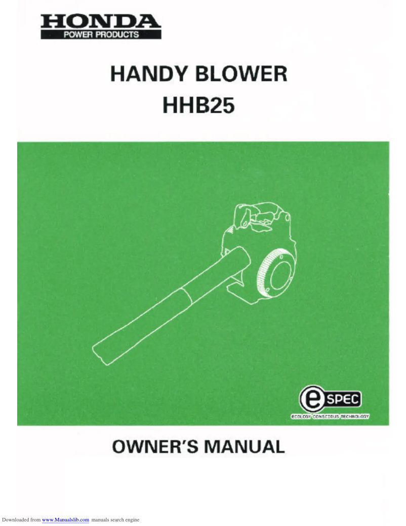 Page 1 of the manual User Manual Honda HHB25