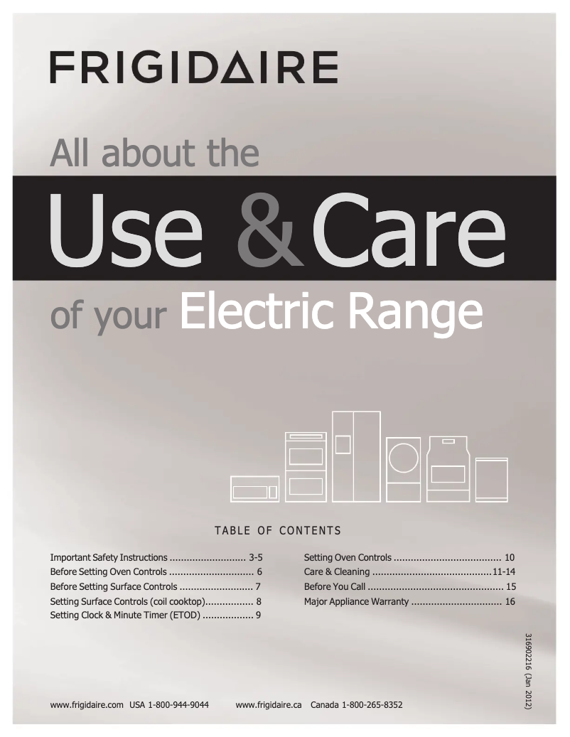 Page 1 of the manual User Manual Frigidaire FFEF3010LB