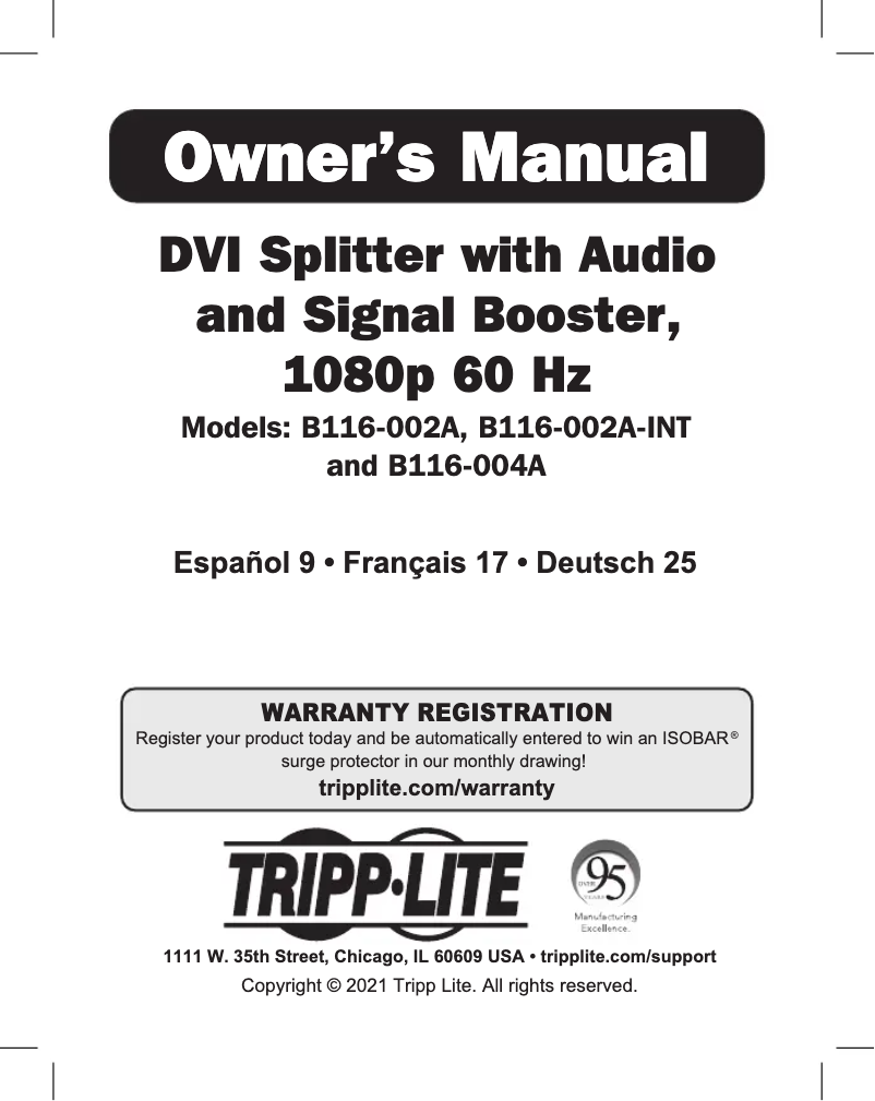 Page 1 of the manual User Manual Tripp Lite B116-004A