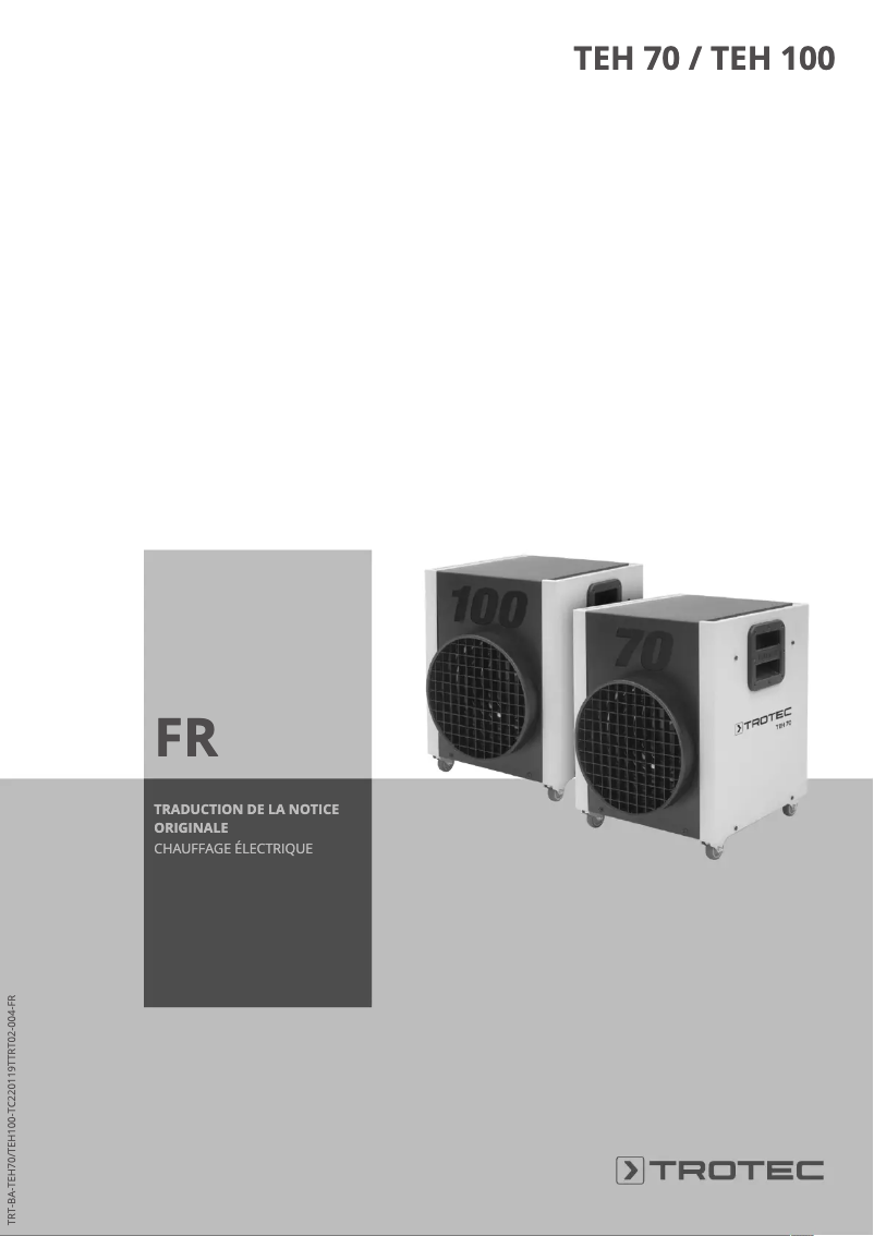 First page image of the manual for TEH 100