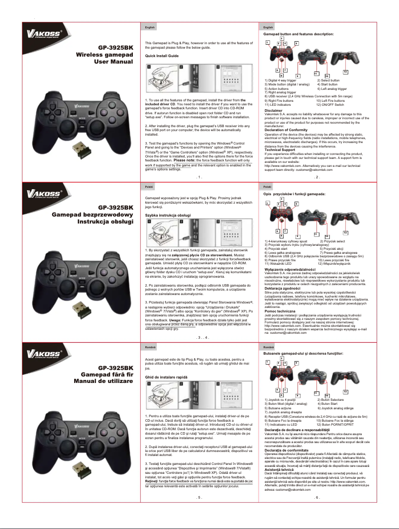 First page image of the manual for GP-3925BK