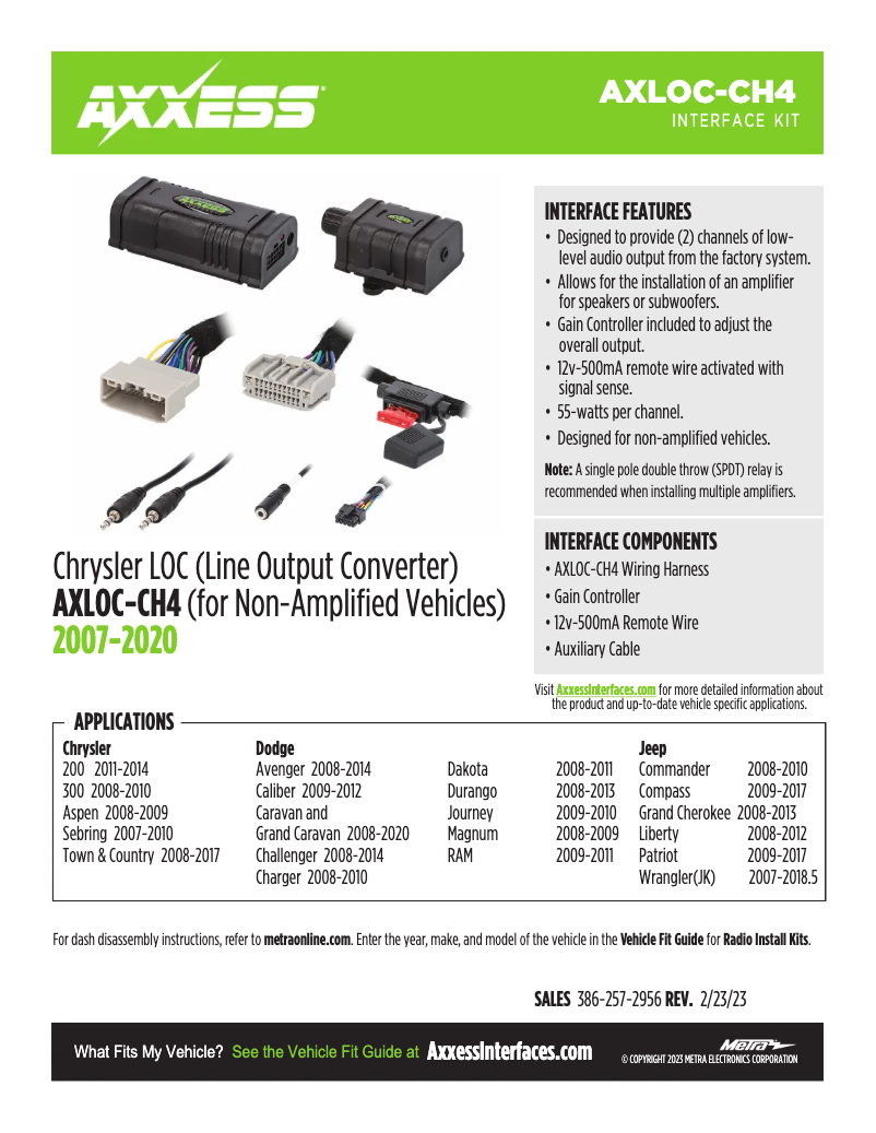 Page 1 of the manual Technical Sheet AXESS AXLOC-CH4