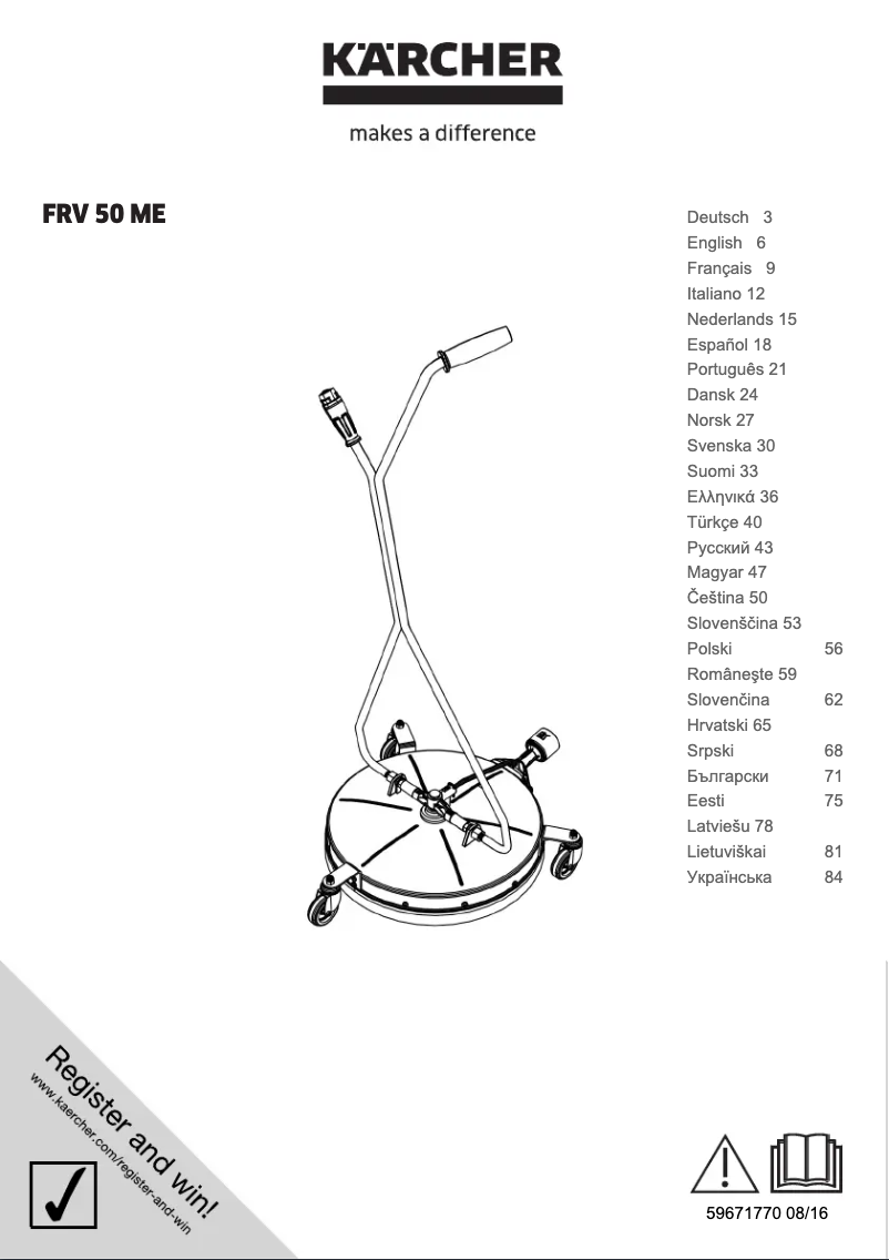 Page 1 of the manual User Manual Kärcher FRV 50 ME