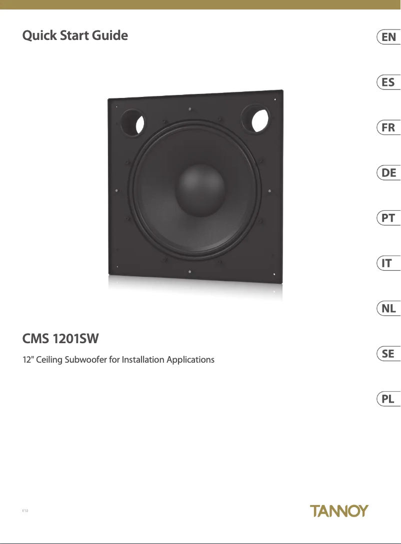 Page 1 of the manual Quick Start Guide Tannoy CMS 1201SW