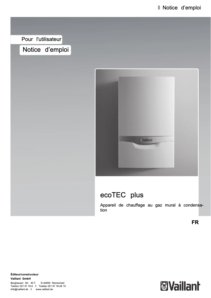 First page image of the manual for EcoTec plus VHR 35-38/5-5