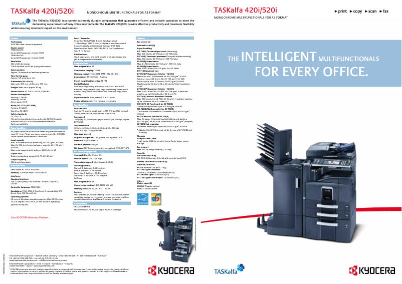 Page 1 of the manual Brochure Kyocera TASKalfa 520i