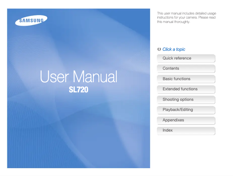 First page image of the manual for SL720