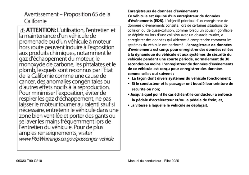 Page 1 of the manual User Manual Honda Pilot (2025)