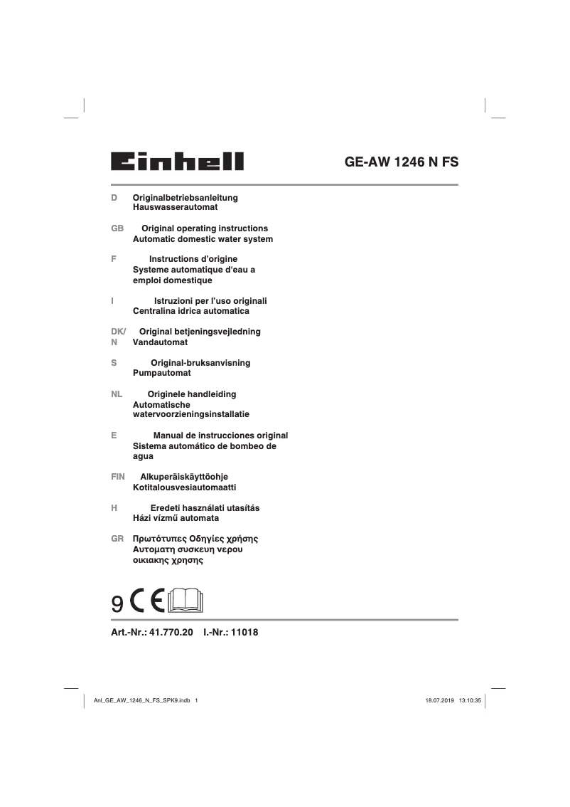Page 1 of the manual User Manual Einhell GE-AW 1246 N FS