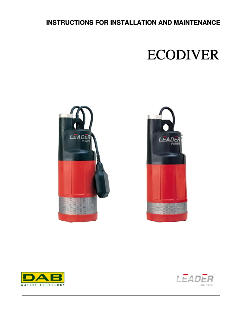 Page 1 of the manual User Manual DAB ECODIVER