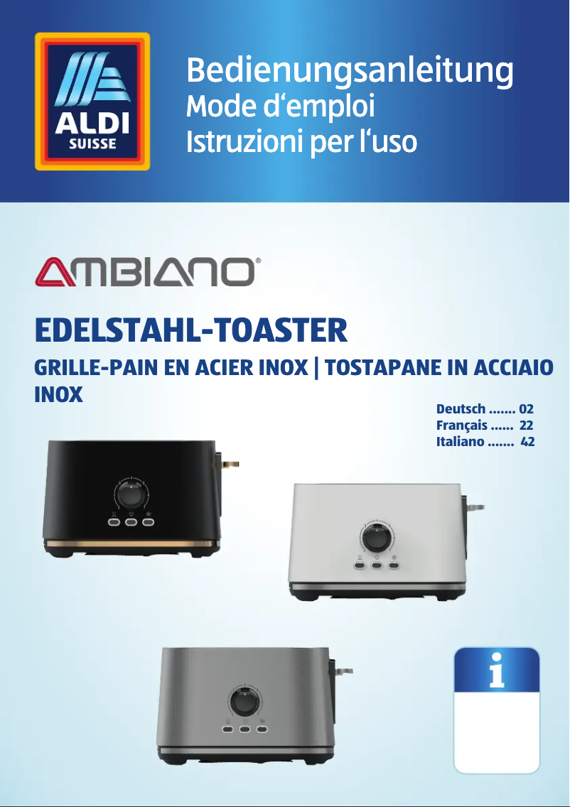 Page 1 of the manual User Manual Ambiano GT-Tds-eds-08-CH