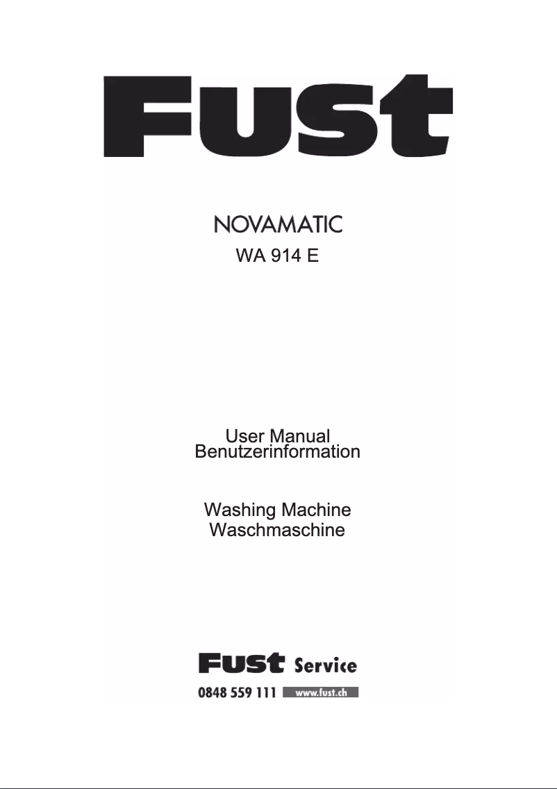 Page 1 of the manual User Manual Fust Novamatic WA 914 E