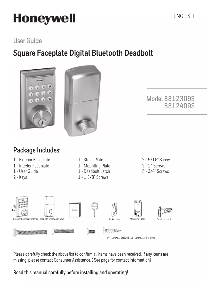 First page image of the manual for 8812409S
