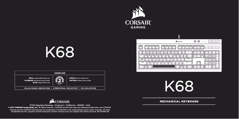First page image of the manual for K68