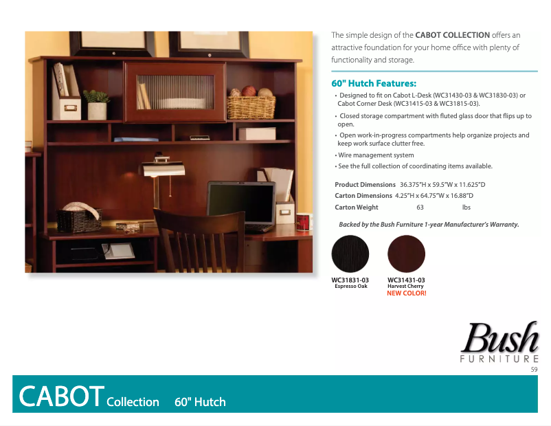 Page 1 de la notice Fiche technique Bush Cabot WC31831-03