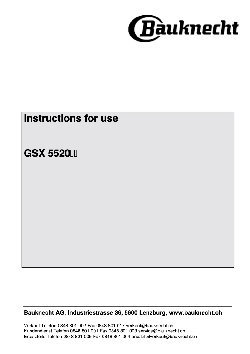 Page 1 of the manual User Manual Bauknecht GSX 5520
