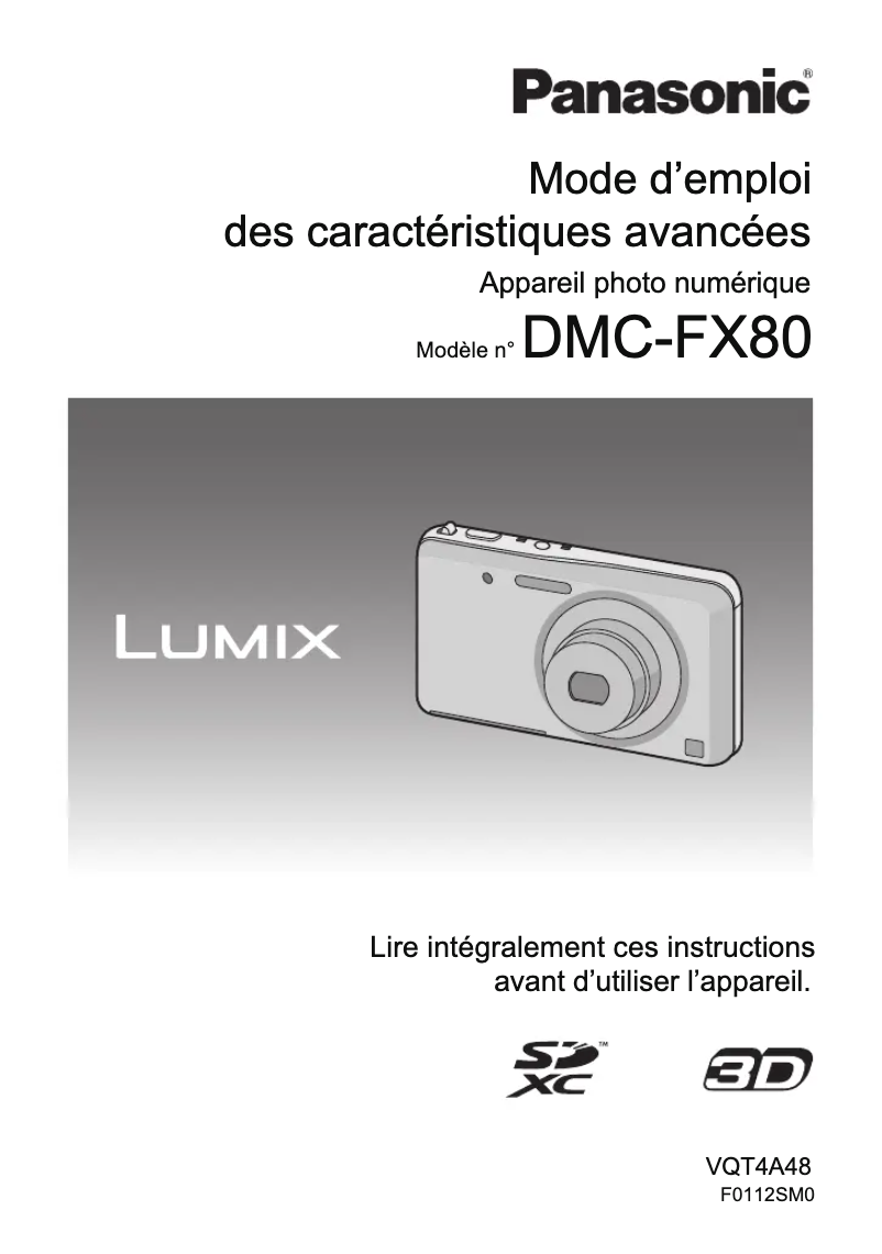 First page image of the manual for Lumix DMC-FX80