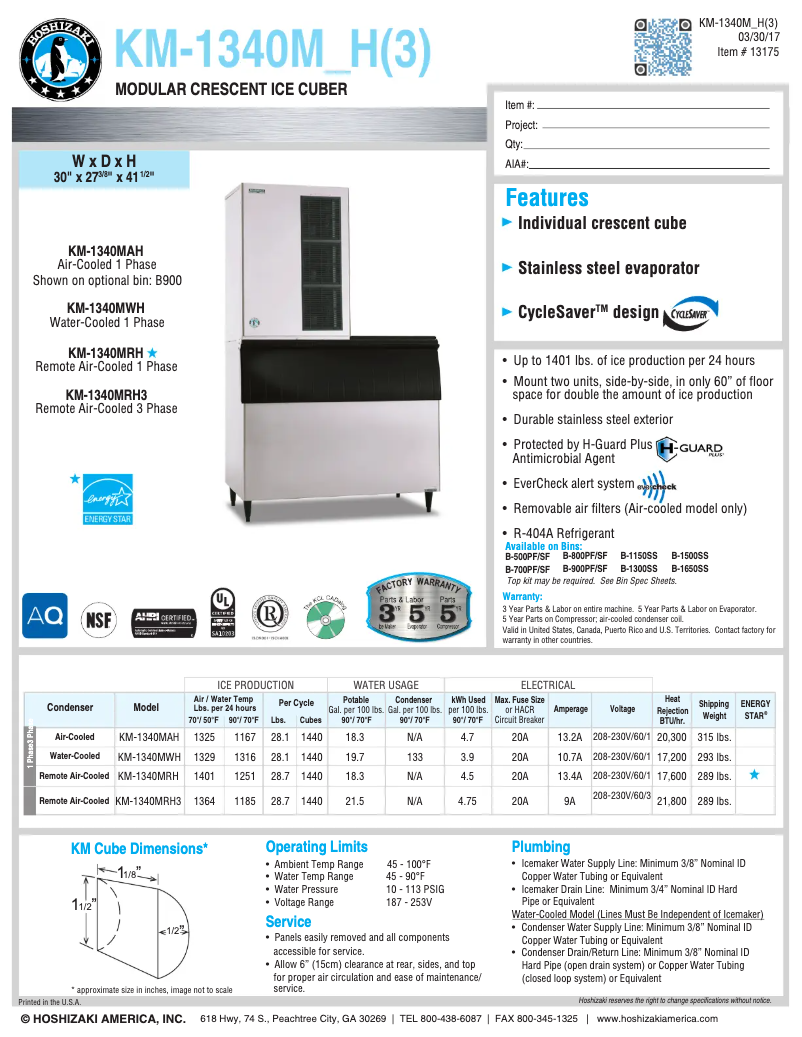 First page image of the manual for KM-1340MRH