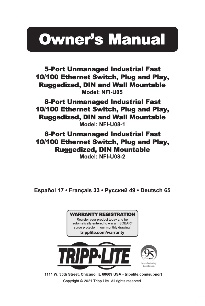 First page image of the manual for NFI-U08-2