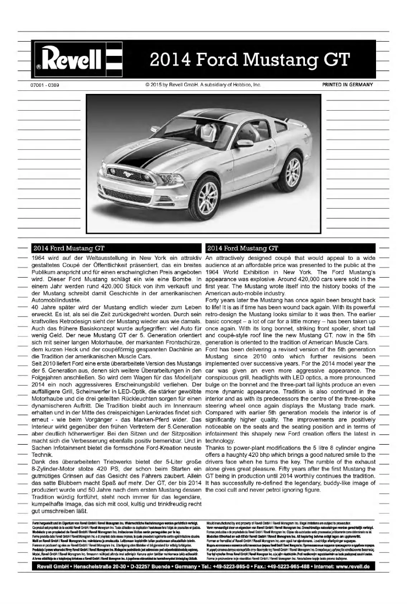 First page image of the manual for Ford Mustang GT