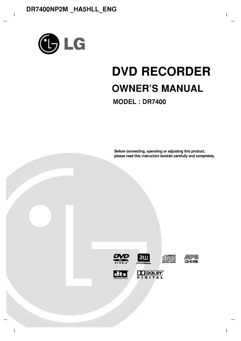 First page image of the manual for DR7400KP2M