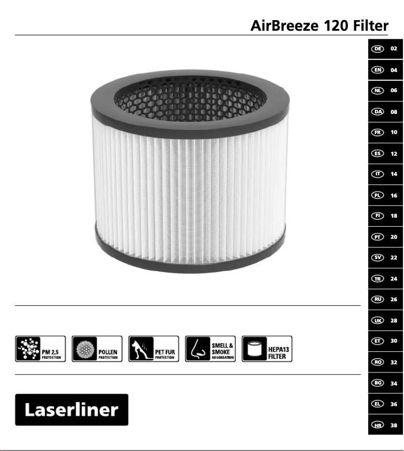 Page 1 of the manual User Manual Laserliner AirBreeze 120 Filter