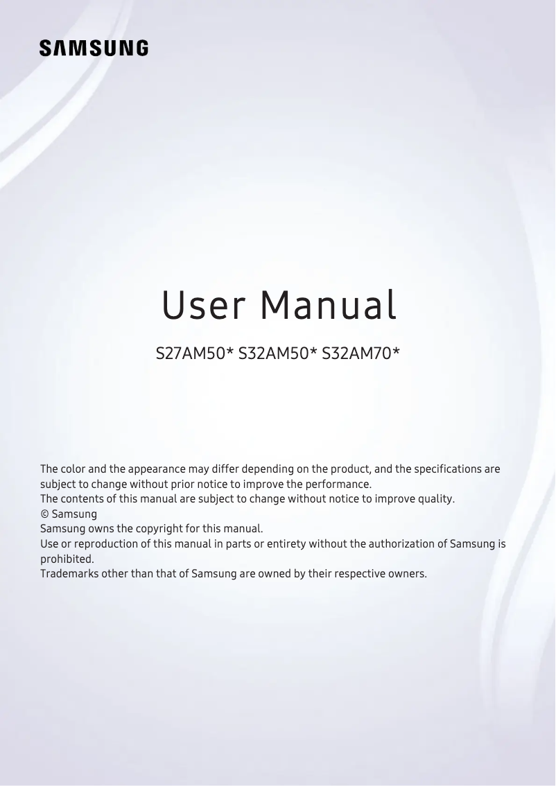 First page image of the manual for LS27AM500NNXZA