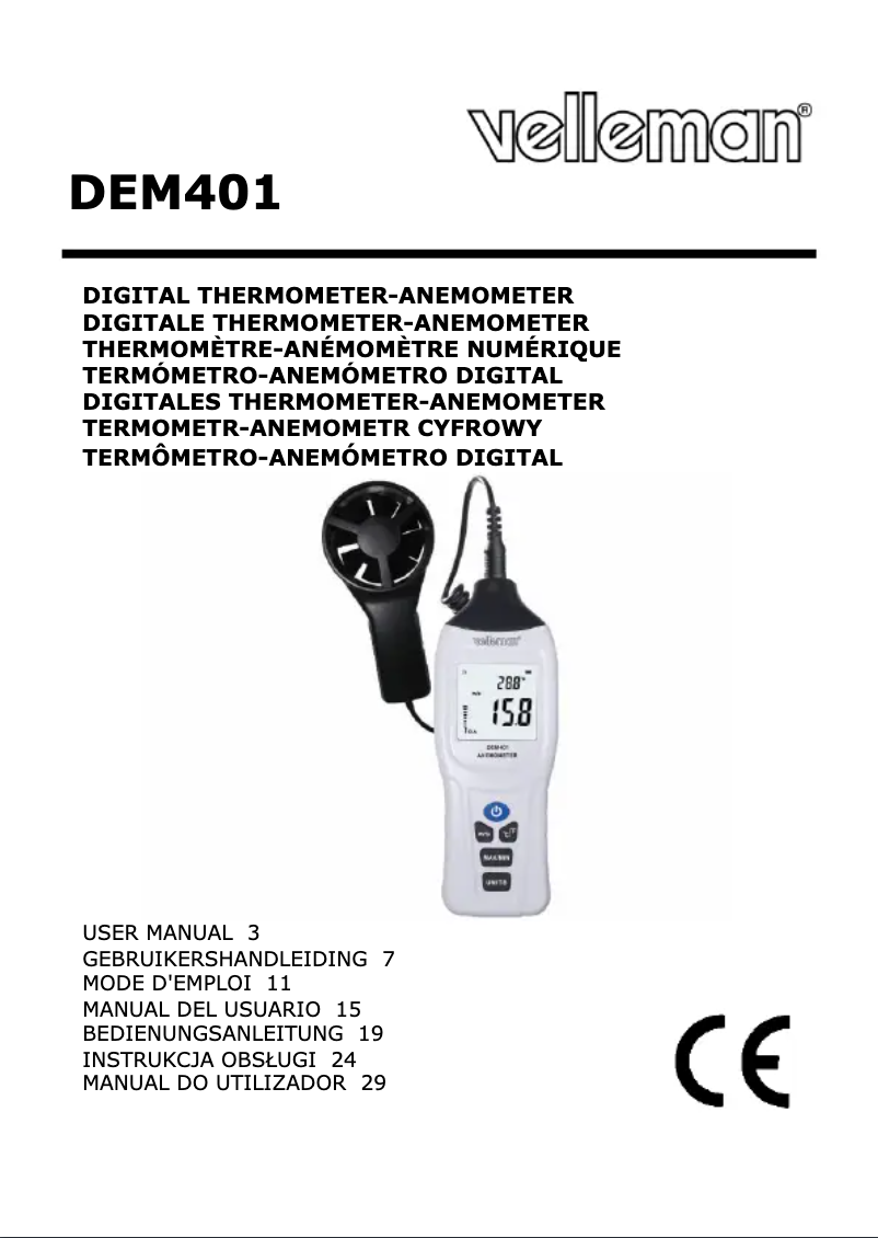 First page image of the manual for DEM401