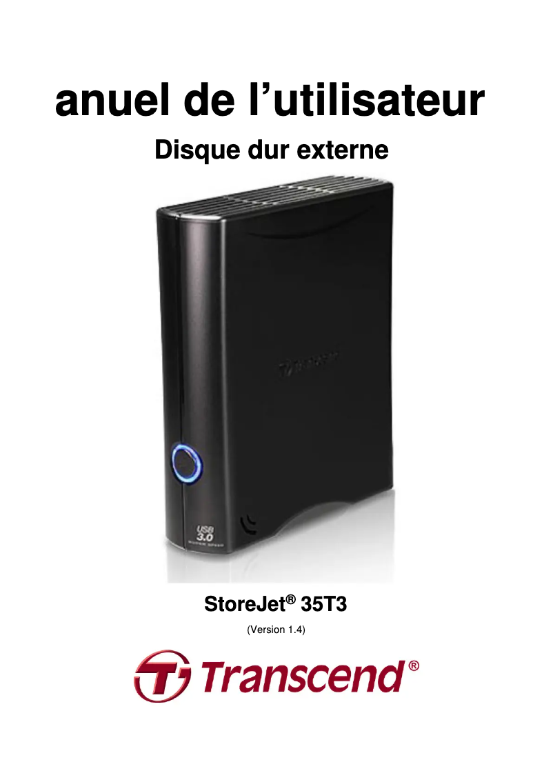 First page image of the manual for StoreJet 35T3