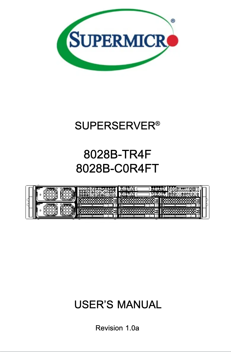 First page image of the manual for SuperServer 8028B-C0R4FT