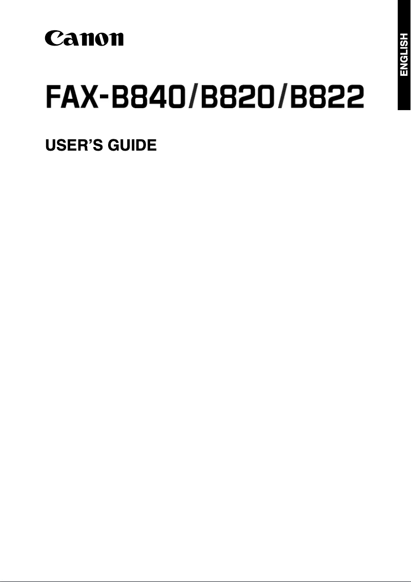 Page 1 of the manual User Manual Canon FAX-B820