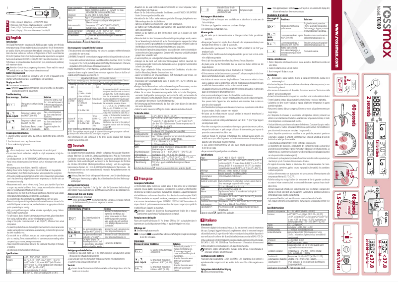 Page 1 of the manual User Manual Rossmax TG100