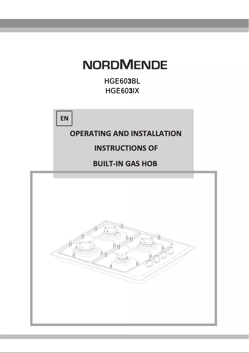 First page image of the manual for HGE603IX