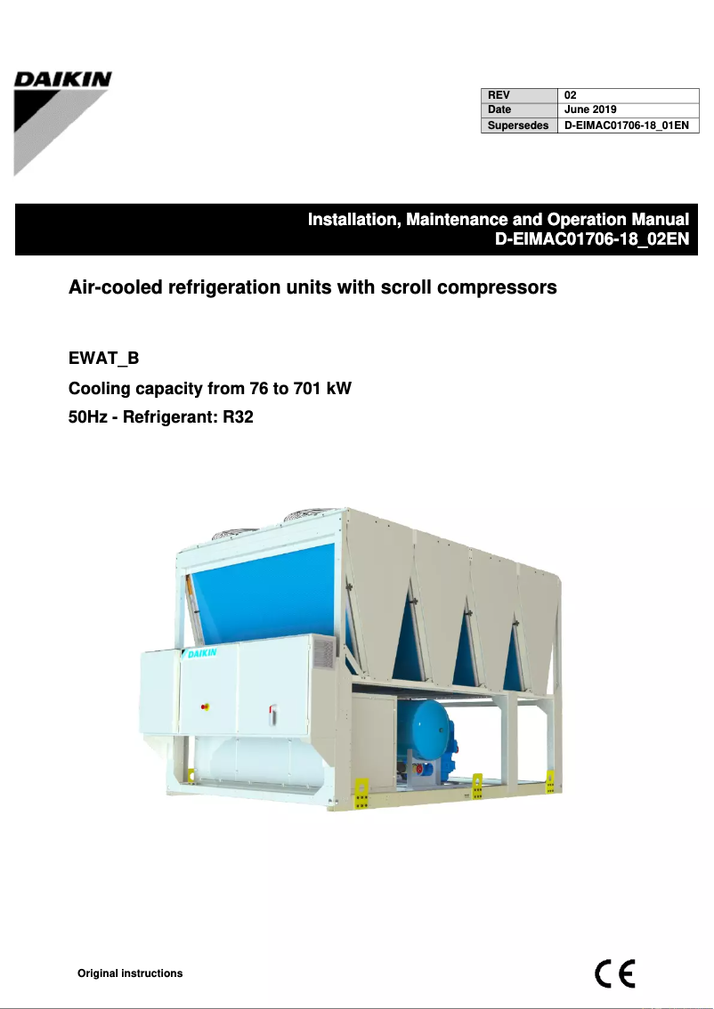 Page 1 of the manual Installation Guide Daikin EWAD800T-SSB2