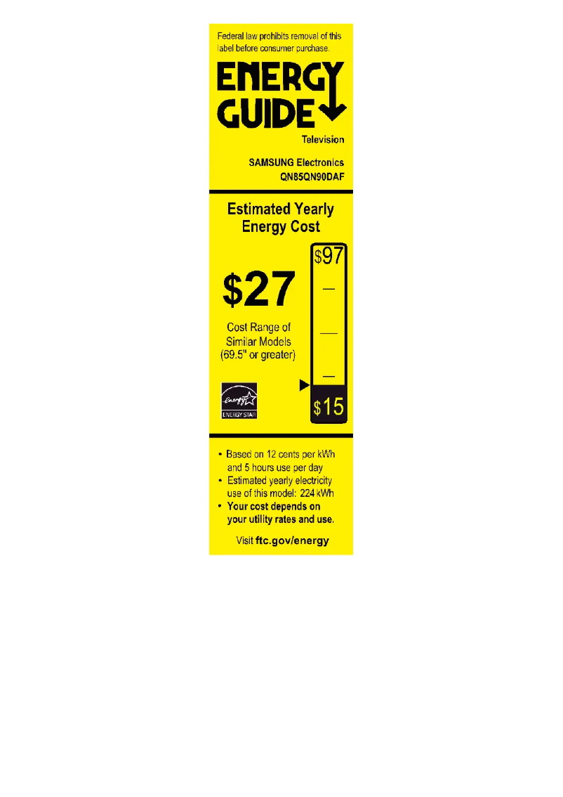 Page 1 of the manual Energy Label Samsung QN85QN90DAF