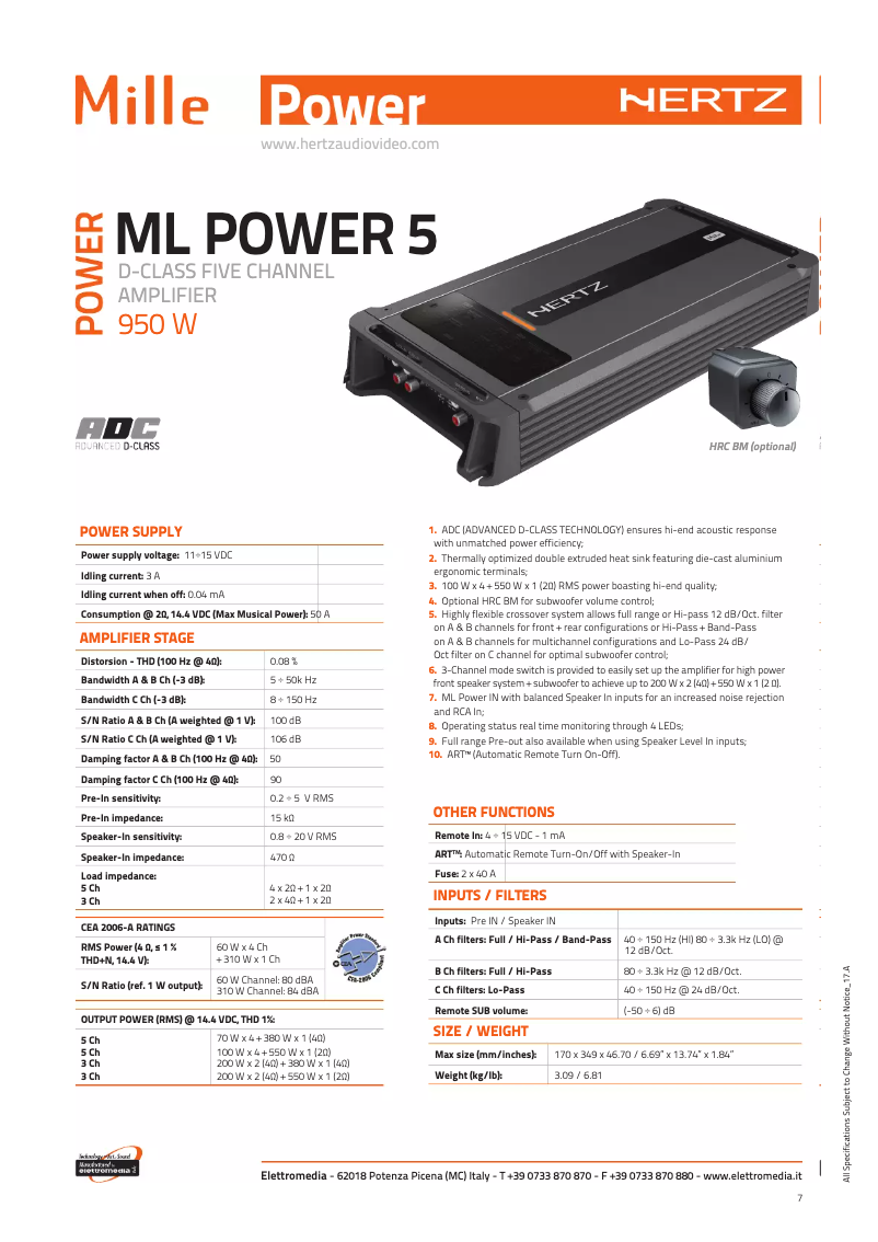 Image de la première page du manuel de l'appareil ML Power 5