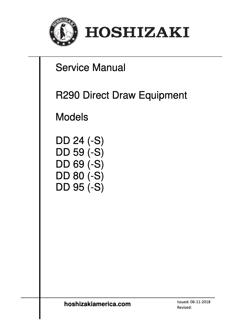 Page 1 of the manual User Manual Hoshizaki DD80-S