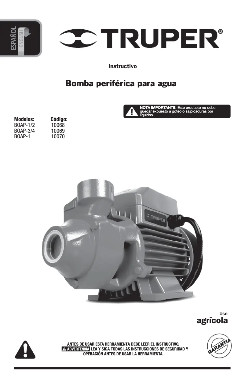 First page image of the manual for BOAP-1/2